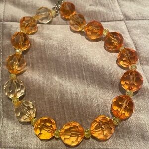 Amber color Beaded Necklace 14-16”